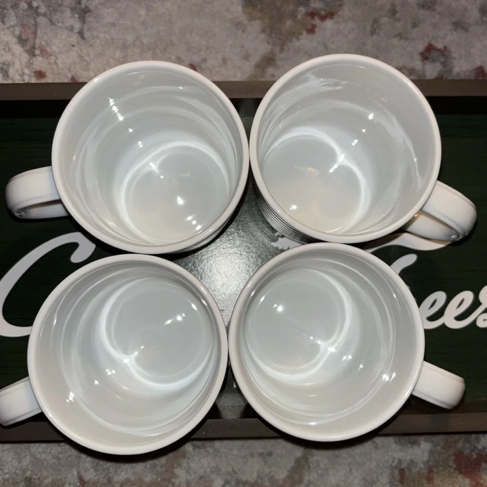 Crate&Barrel White Mugs Set Of Four